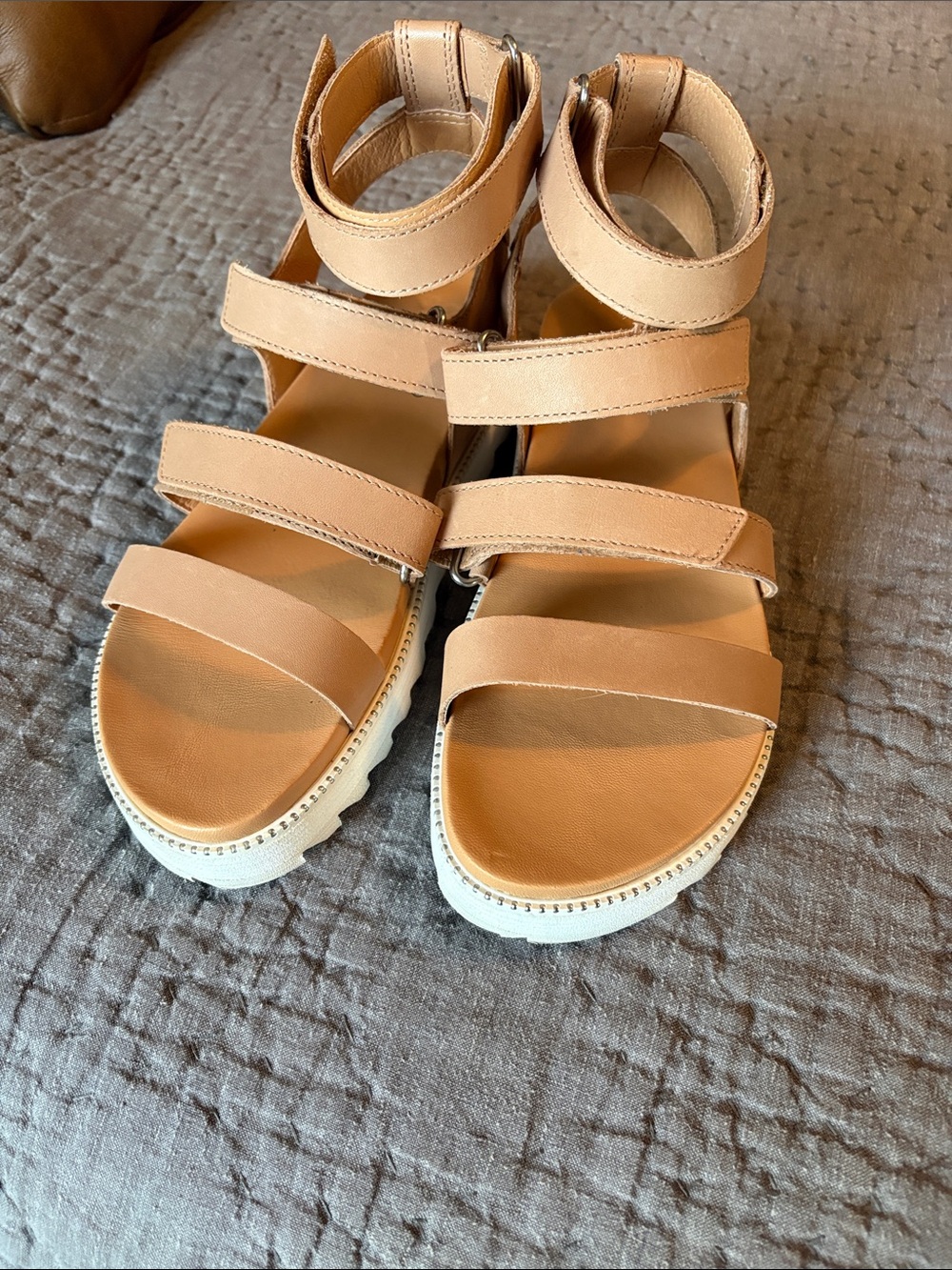 Sorel Women's Tan Strappy Platform Sandals